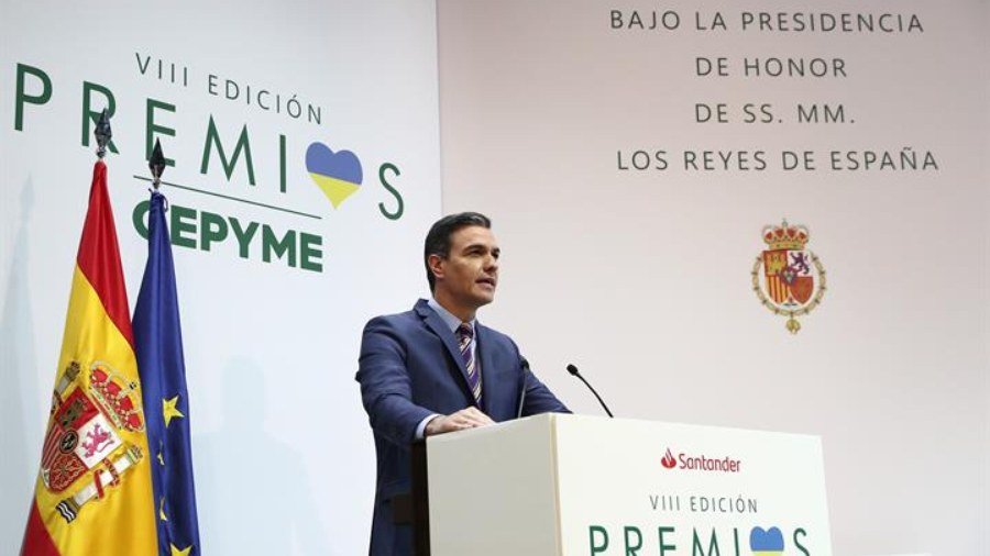 Pedro Sánchez durante su intervención en la VIII Edición de los premios Cepyme.