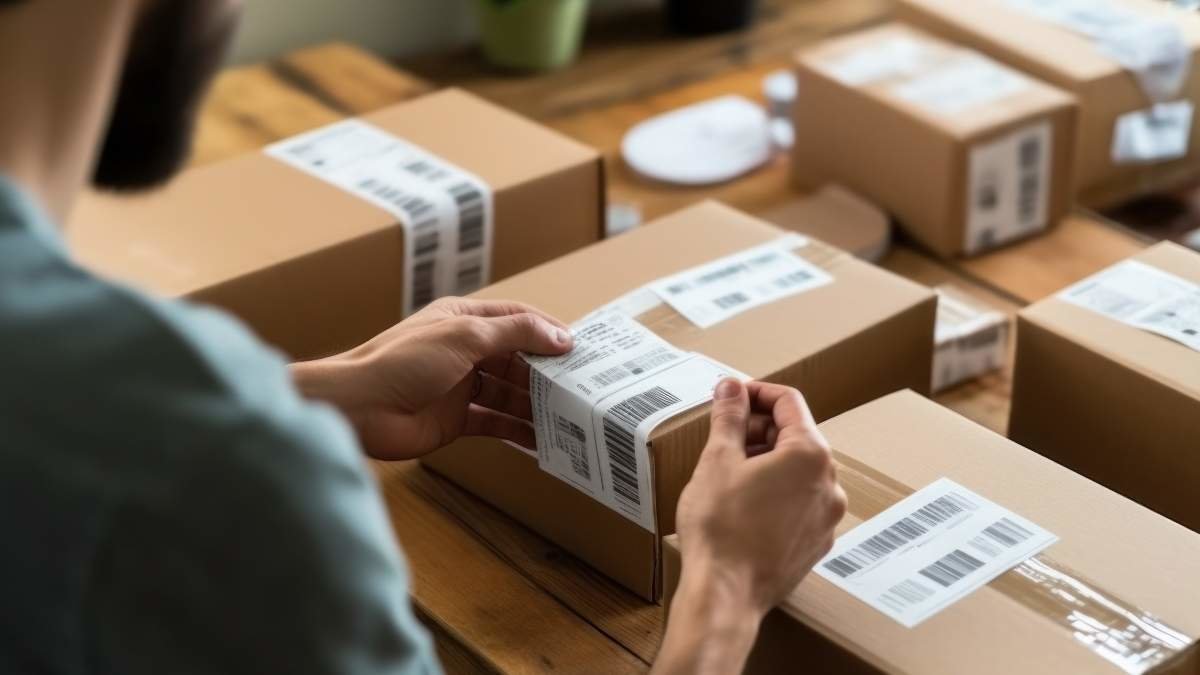 using stickers to label packages for shipping, Warehouse Documents Checklist, Drop shipping company, Generative AI