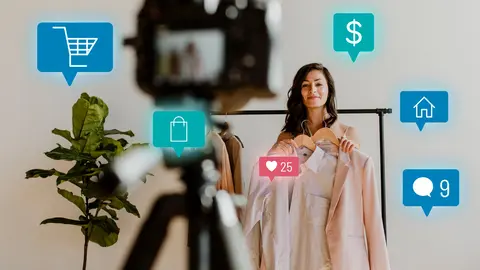 Woman live streaming for online shopping campaign